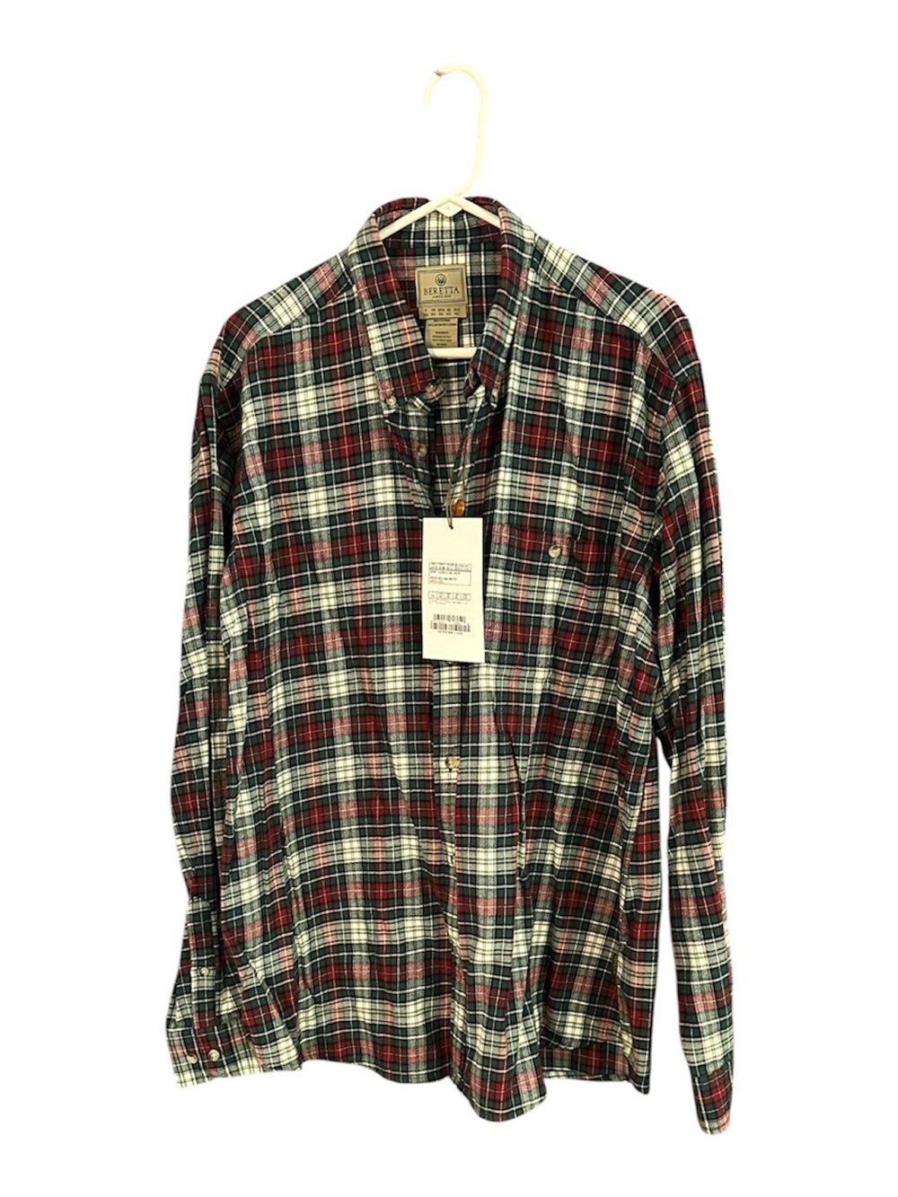 Beretta Men's 4XL NWT Plaid Flannel Shirt Green Red Outdoor Hunting